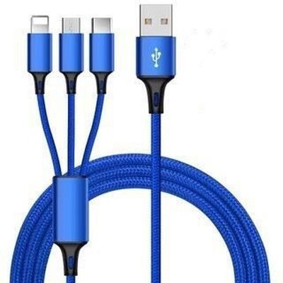 1.2m 3 In 1 USB Charger Cable ,  Multi Port Micro Lighting USB C Sync And Charge Cable